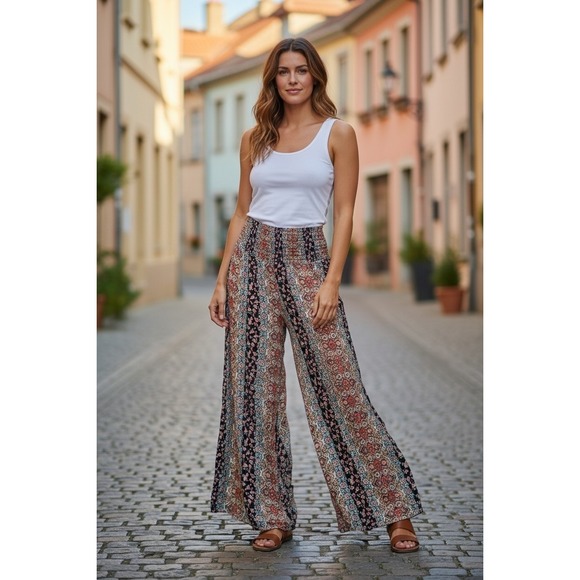Altar'd State Pants - Altar'd State Womens Multicolor Floral Paisley Smocked Wide Leg Palazzo Pants S